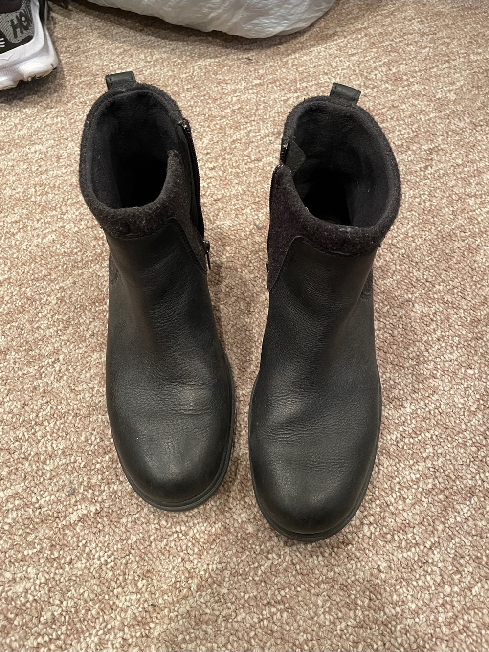 UGG Black Leather Winter Ankle Boots
